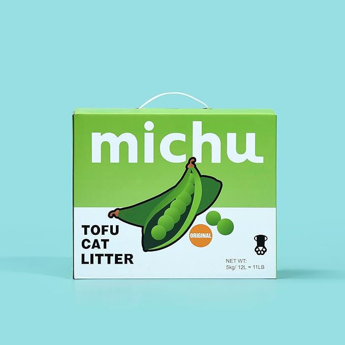 Michu Tofu Cat Litter Gen3 – 100% Natural & Biodegradable Clumping Formula, Fast-Clumping, Odor-Control, Flushable, Low-Tracking, Dust-Free – Value Box, 1 Box=11 lb, Original