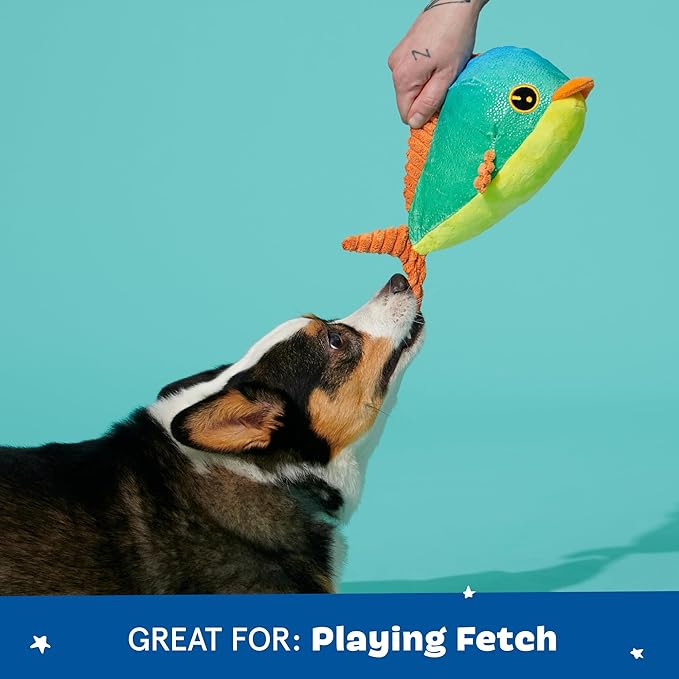 Barkbox Under The Sea Bundle - 3 Toys for Medium and Large Dogs - Squeaky Dog Toy, Tug Toy, Plush Chew Toys - Maggie Mahi, Shify Sid The Squid, Moby Lick