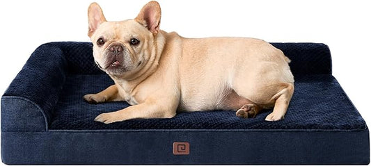 EHEYCIGA Memory Foam Dog Bed Medium Sized Dogs, Waterproof Dog Bed Orthopedic with Washable Removable Cover, Non-Slip Pet Bed Couch for Crate, 30x20x6 Inches, Navy Blue