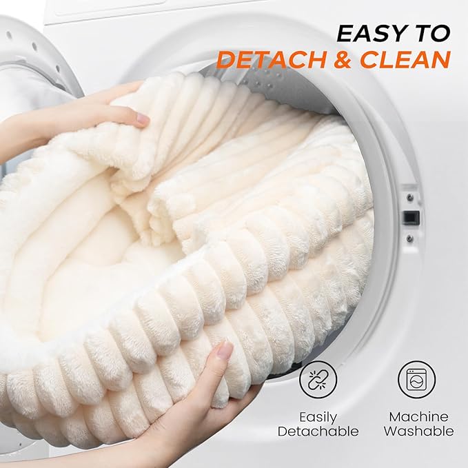 CHEERPALS Cat Bed Cave for Indoor Cats, Washable Round Cat Bed Soft Fluffy Pet Bed for Kitty, Puppy and Small Dog(Dark Blue)