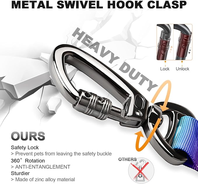 Tactical Dog Collar and Bungee Leash,Military Dog Collar & Leash Set with USA American Flag Adjustable K9 Collar with Heavy Duty Metal Buckle & Handle,with Patches and Airtags Case (Gradient, XL)