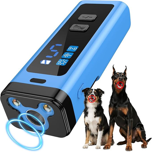 SAMULE Ultrasonic Dog Bark Deterrent Device 30 FT Handheld Anti Barking Control Device LED Barkshield for Dogs Puppy Training Tools with 5 Modes & USB-C Rechargeable for Indoor Outdoor
