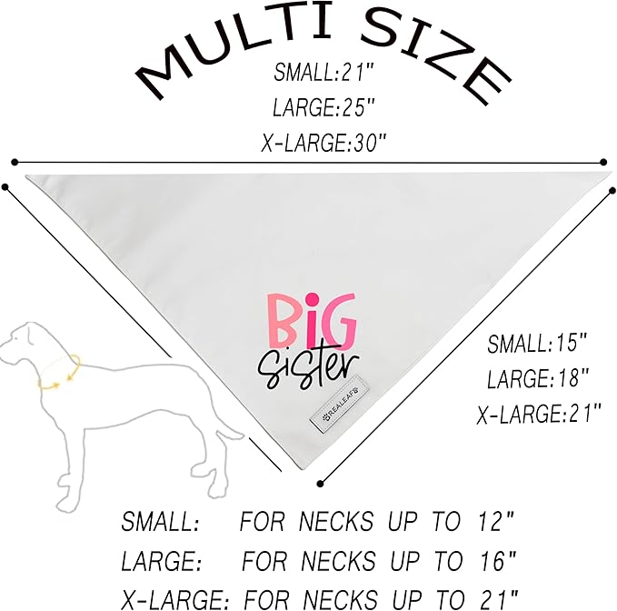 Realeaf Big Sister Dog Bandanas Pet Scarf for Medium and Large Female Dogs New Baby Announcement Pet Accessories Pregnancy Reveal Ideas (Big Sister, Large)