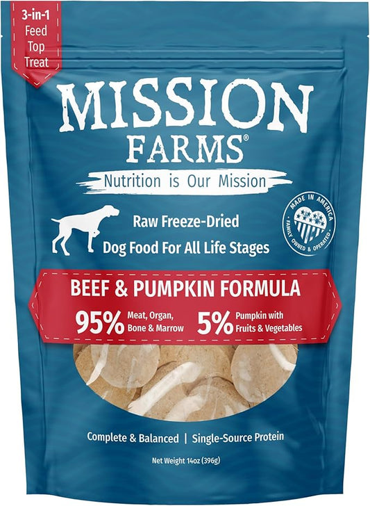 Mission Farms Freeze-Dried Raw Formula Dog Food (14 Oz, Beef & Pumpkin)