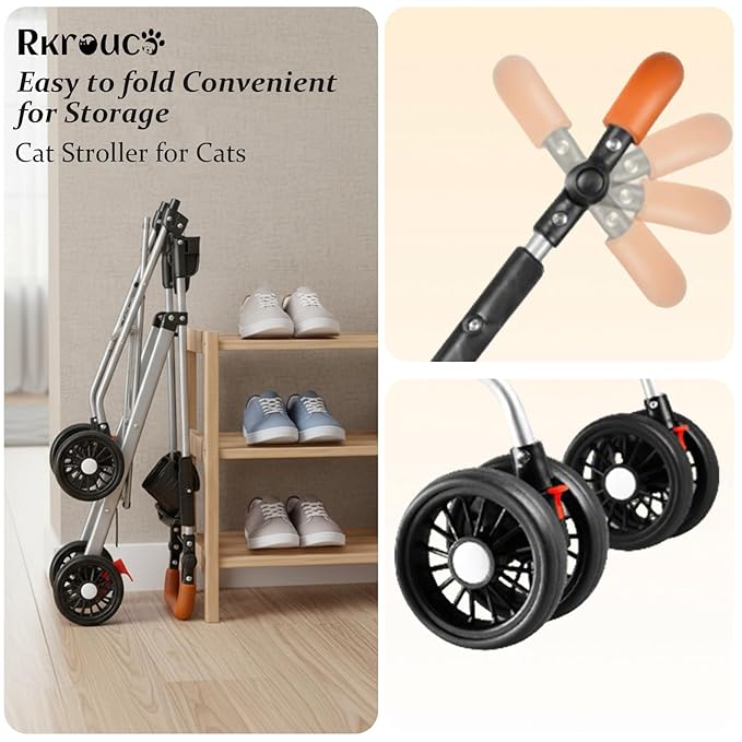 3 in 1 Dog Strollers 4 Wheels Folding Pet Stroller with Detachable Carrier Multifunction Portable Dogs Travel Carriers for Medium Small Puppy Kittens(Deep Black)