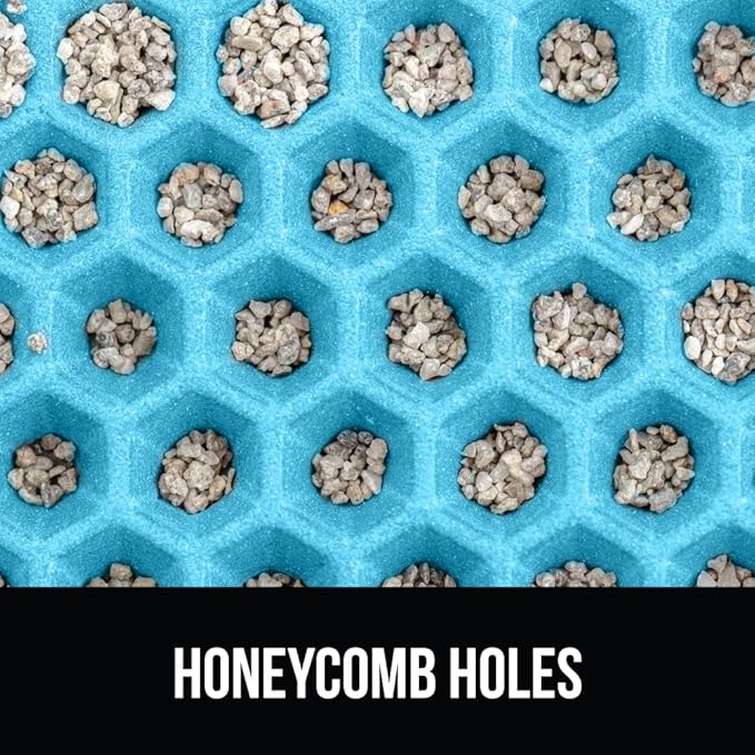 GORILLA GRIP Honeycomb Cat Litter Box Mat, Two Layer Trapping Waste Mats, Soft On Paws, Litter Box Supplies and Essentials for Indoor Cats, Traps Excess, Water Resistant for Floors, 24x15 Turquoise