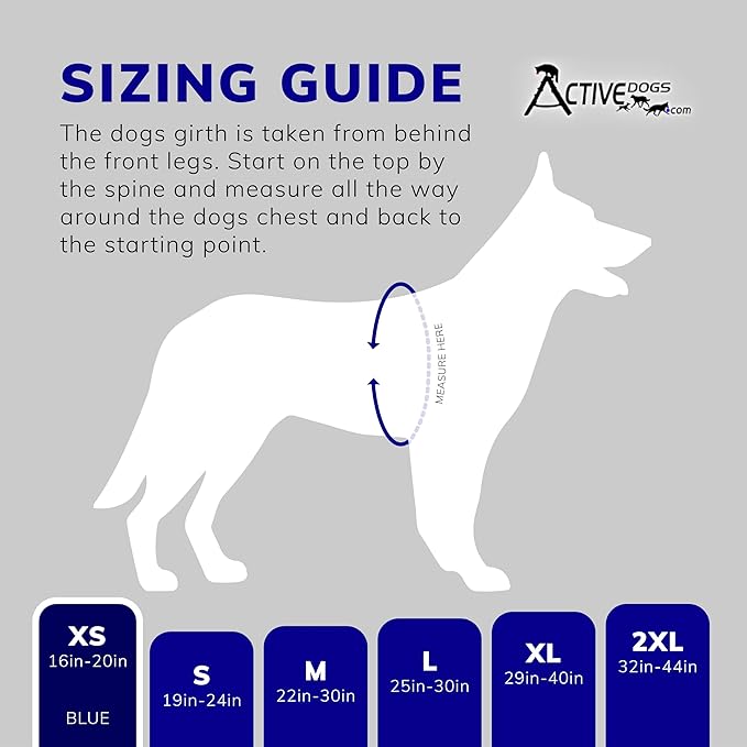 ActiveDogs Full Service Dog Kit - XS Blue - Service Vest Harness with Handle, ID Holder, ADA Cards, Medical Alert Keychain, Leash & Patches