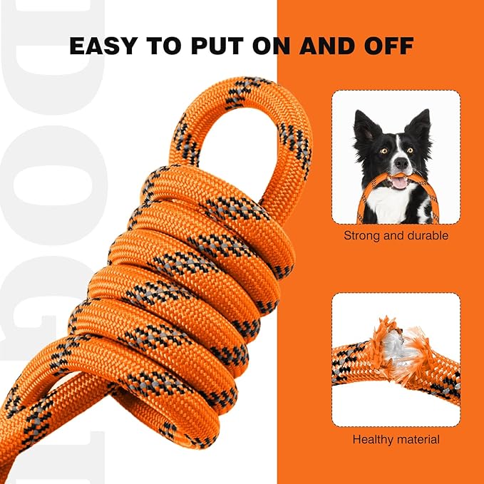 lynxking Slip Lead Dog Leash Reflective, Heavy Duty Comfortable Strong Rope for Large Medium Small Dogs No Pull Pet Training (Orange, 2PCS Large 1/2in x 6ft)