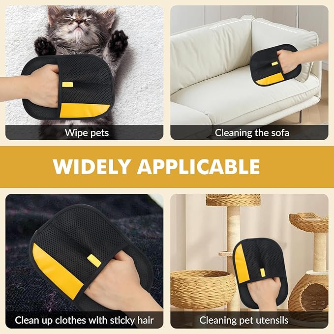 Pet Hair Removal Glove,2Pcs,Electrostatic Gloves Pet Hair Removal,Highly Efficient,Pet Hair Remover Glove,9.45-Inch Large Brush Surface,Reusable Cat Grooming Gloves for Couch,Sweater,Carpet,Curtain.