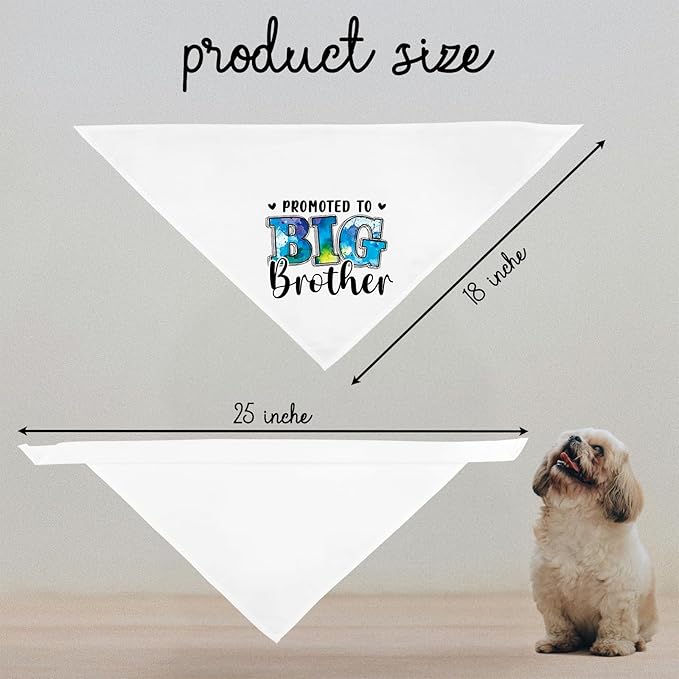 Promoted to Big Brother Baby Announcement Dogs Bandana Gender Reveal Dog Bandana Pregnancy Announcement Photo Prop Pet Scarf Accessories for Pet Dog Lovers Gifts - White
