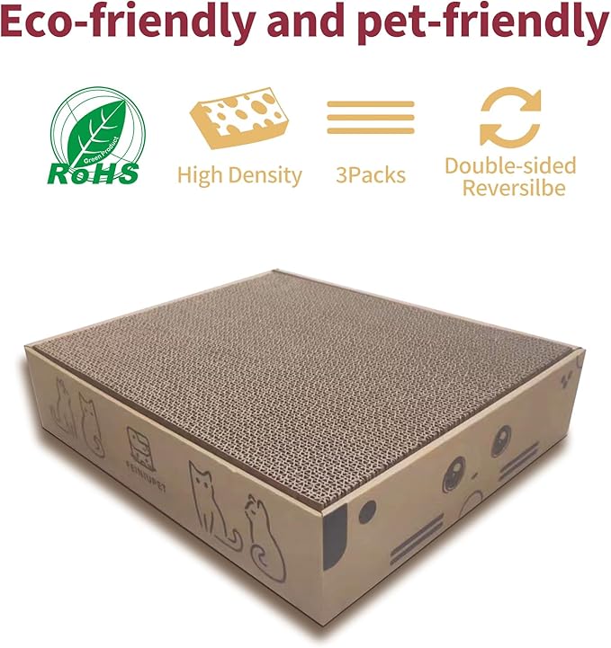 Refill Cat Scratching Board, 3 Packs Cat Scratch Pad, Double-Sided Design Cat Scratching Board for Cats to Playing and Sleeping