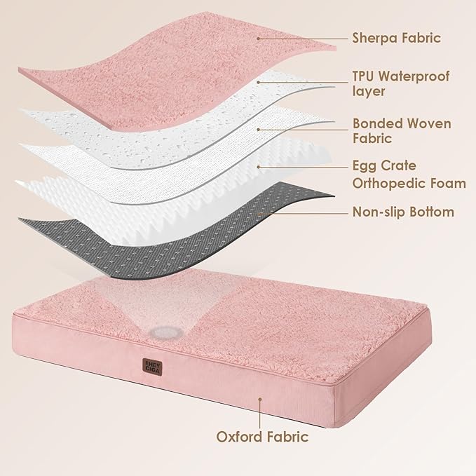 EHEYCIGA Orthopedic Medium Dog Beds for Small Dogs with Removable Washable Cover for Crate, Pink, 30x20