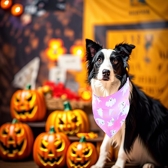 Halloween Dogs Bandanas for Large Dog 33" Halloween Dog Bandana 7 Pack Sewing Hemming Dogs Scarves for XXL Breed Grooming L