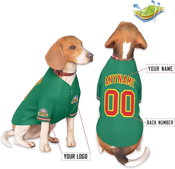 Custom Dog Baseball Jersey with Name Number Logo for Small Pet Dogs-Personalized Dog Shirts