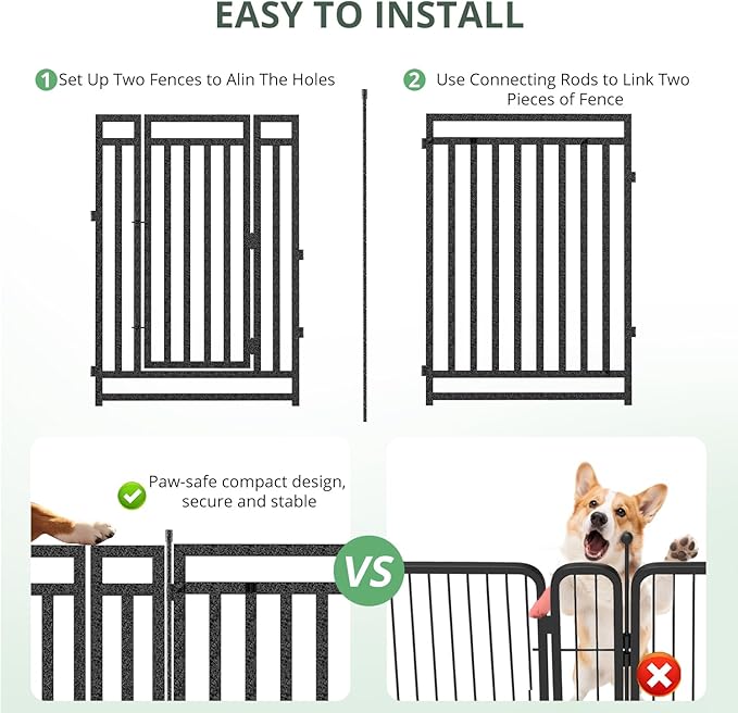 Dog Fence Outdoor for Yard Dog Playpen Indoor 40" Height 16 Panels Portable Puppy Playpen Dog Kennel for RV Camping(Black-Silver)