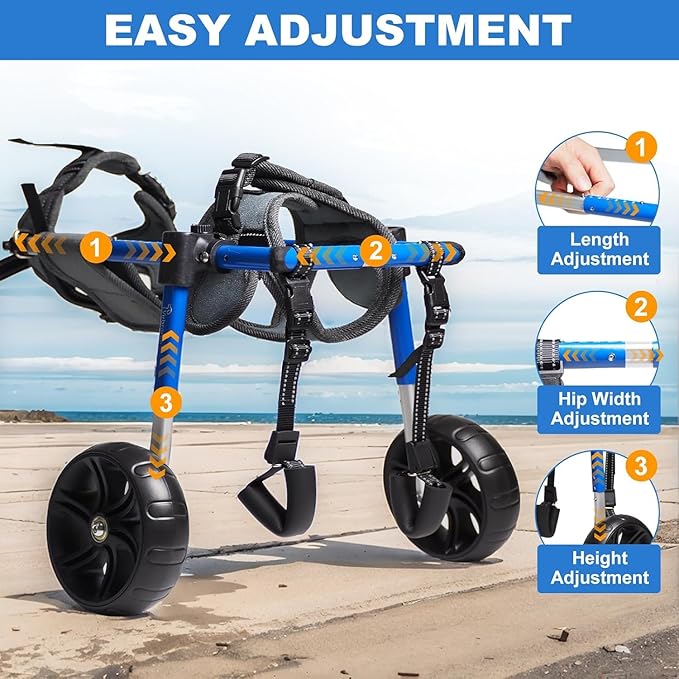 Dog Wheelchair for Back Legs, Dog Wheelchair with All-Terrain Tires & Durable Bearings, Large Dog Wheelchair for Back Legs, 35-48.5 lbs (M)