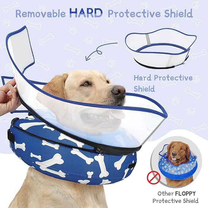 Supet Raised Inflatable Dog Cone Collar to Stop Licking, Soft Dog Cone Alternative After Surgery, Pet Neck Donut Collar for Small Medium Large Dogs