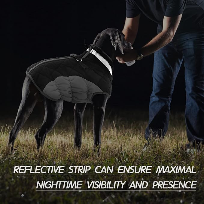 FUAMEY Dog Coat for Small Dogs,Waterproof Dog Winter Jacket with Harness Built in Puppy Cold Weather Coats Reflective Pet Vest with Zipper Warm Fleece Dogs Snowsuit Windproof Black S