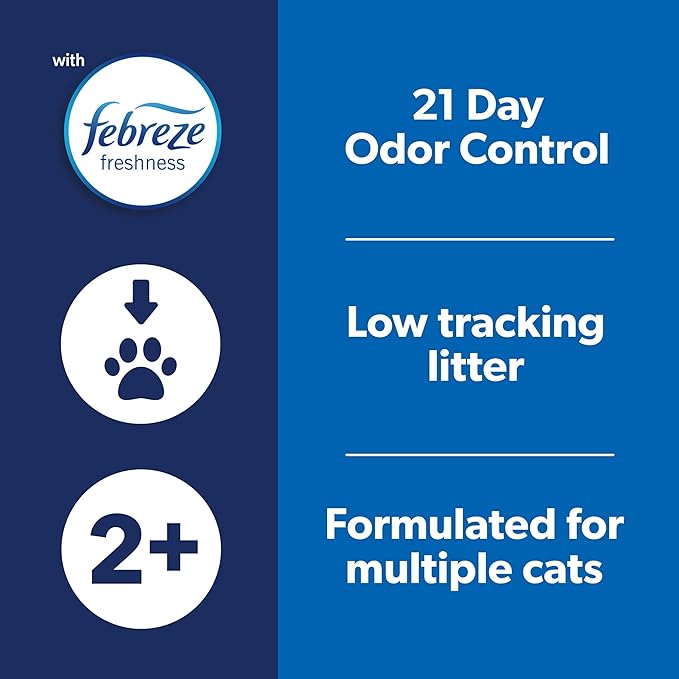 Fresh Step Clean Paws Cat Litter with Febreze Freshness, Advanced Multi Cat Low Tracking Clumping Litter, 37 lbs. (2 x 18.5 lb. Box)