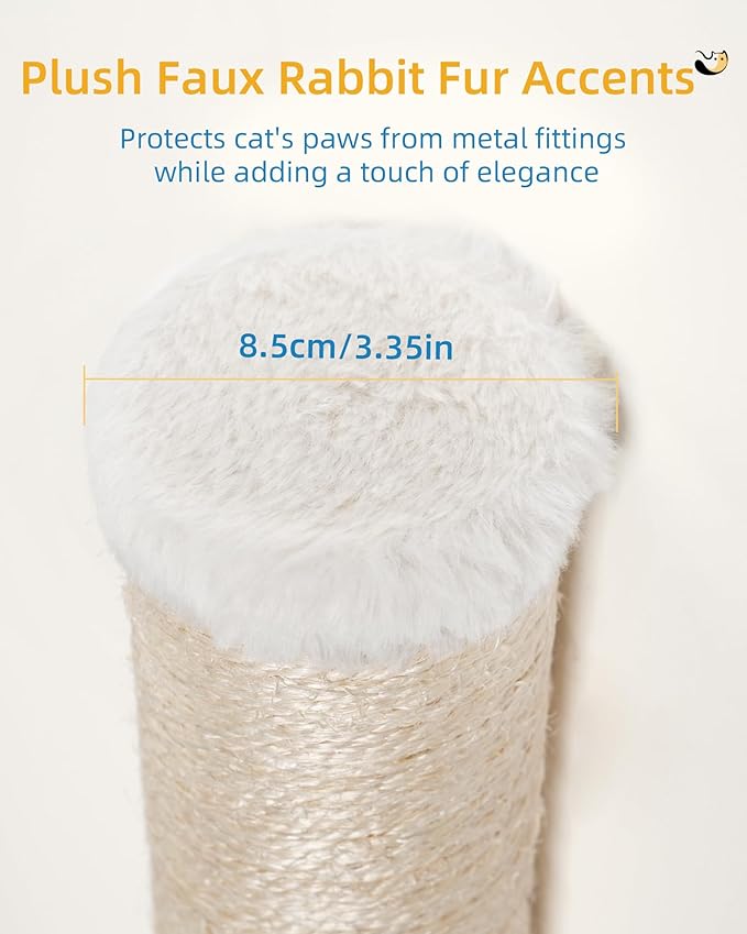 2-Pack 34-Inch Cat Wall Scratcher, Sturdy Sisal Wall Mounted Cat Scratching Posts for Indoor Large Adult Cats Climb Stretch Play