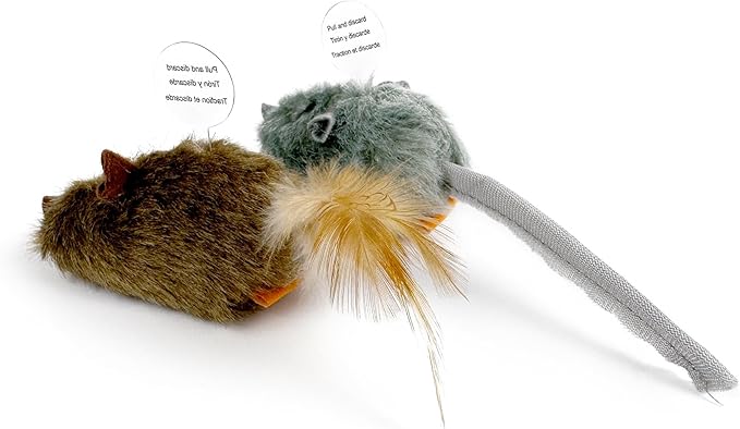 TTcat 2Pcs Catnip Matatabi Silvervine Mice for Cats and Kittens,Interactive Cat Mice Toy,Melody Chaser Cat Play Squeaking Mice.