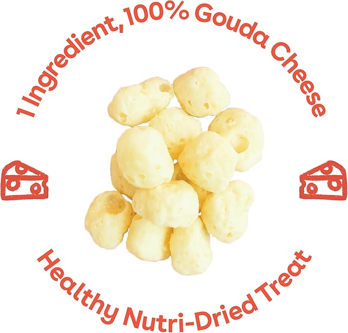 Pupford Cheese Crunchies, All-Natural, Healthy, Freeze Dried, Single-Ingredient Treat for Dogs & Puppies (Gouda, 7.50 oz)
