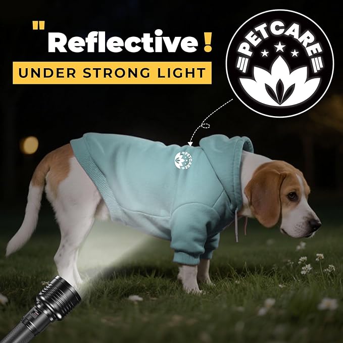 PETCARE Dog Hoodie Sweaters for Small Medium Dogs Cats Cute Soft Warm Fleece Puppy Sweaters Dog Clothes Hoodies Sweatshirt Reflective Fall Winter Chihuahua Yorkie French Bulldog Outfits, Blue