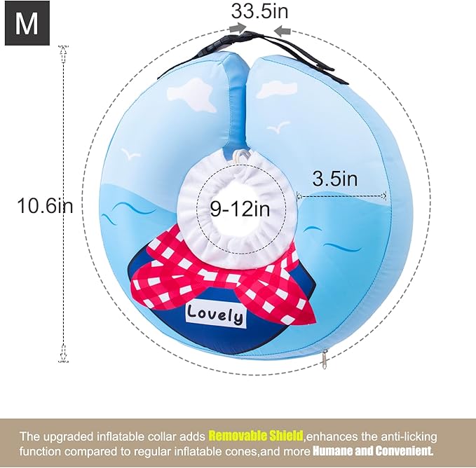 Inflatable Dog Cone Collar,Waterproof Soft Dog Donut Cone for Large Medium Small Dogs Cats, Recovery Pet E-Collar Alternatives After Surgery (Tie Red, Medium)