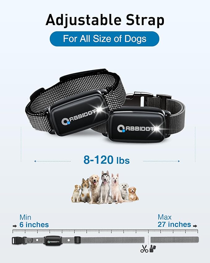 ABBIDOT Dog Shock Collar, 3300 FT Dog Training Collar with Remote, IPX7 Waterproof with 4 Training Modes, Rechargeable E-Collar for Small Medium Large Dogs (5-120 lbs)