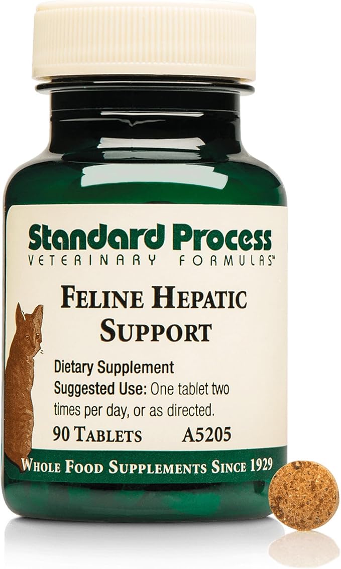 Standard Process Inc. Feline Hepatic Support - Cat Health Supplement for Liver Support - Hepatic Circulation & Liver Metabolism Aid - Tablet Supplement to Aid Hepatic Immune Function - 90 Tablets