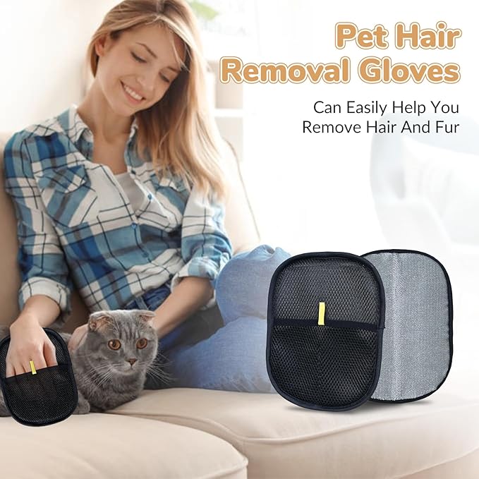 Pet Hair Removal Gloves, Electrostatic Pet Hair Grooming Gloves for Dog & Cat, Reusable for Carpet, Clothing,Furniture,Clothing, Couch,Bed,Curtain-3 PCS