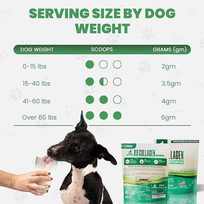 K9 Collagen PEPTIDE Complex W/BIOTIN - Hip & Joint Supplement for Dogs- Supports Healthy Joints, Skin & Coat – Helps in Recovery & Repair– 3+ Months Supply - Over 114 Servings!