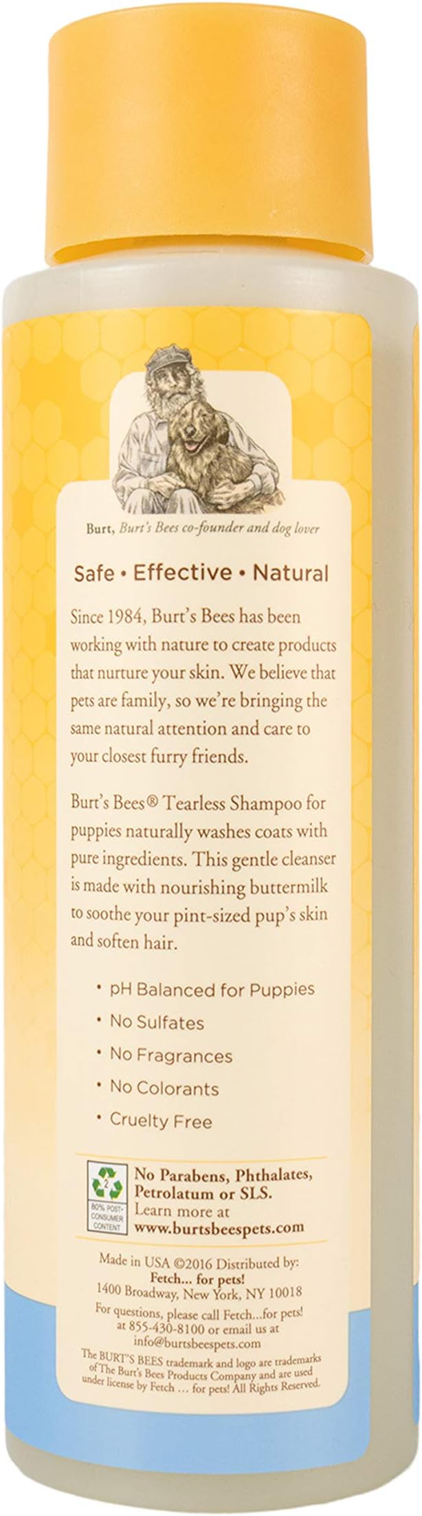 Burt's Bees for Pets Naturally Derived Tearless Puppy Shampoo with Buttermilk - Shampoo for Dogs and Puppies - Puppy Shampoo Gentle on Skin and Fur - Cruelty Free, Made in USA, 16 Ounces - 2 Pack