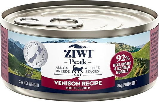 ZIWI Peak Canned Wet Cat Food – All Natural, High Protein, Grain Free, Limited Ingredient, with Superfoods (Venison, Case of 24, 3oz Cans)