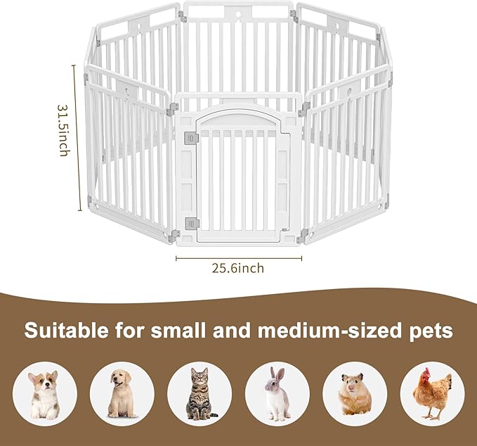 Pet Playpen with Door Dog Playpen Foldable Puppy Playpen for Puppies and Small Dogs 8-Panels Easy Assemble Easy Storing for Indoor and Outdoor (8 Panels)