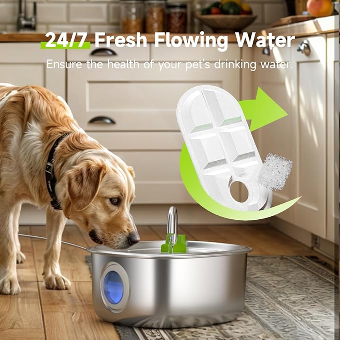 Dog Water Fountain Filters for FS20 Dog Water Fountain, 10 Pack Filters with 10 Pack Sponges Set, 5 Layer Replacement Filters for SL Tap Dog Fountain Battery Operated FS20