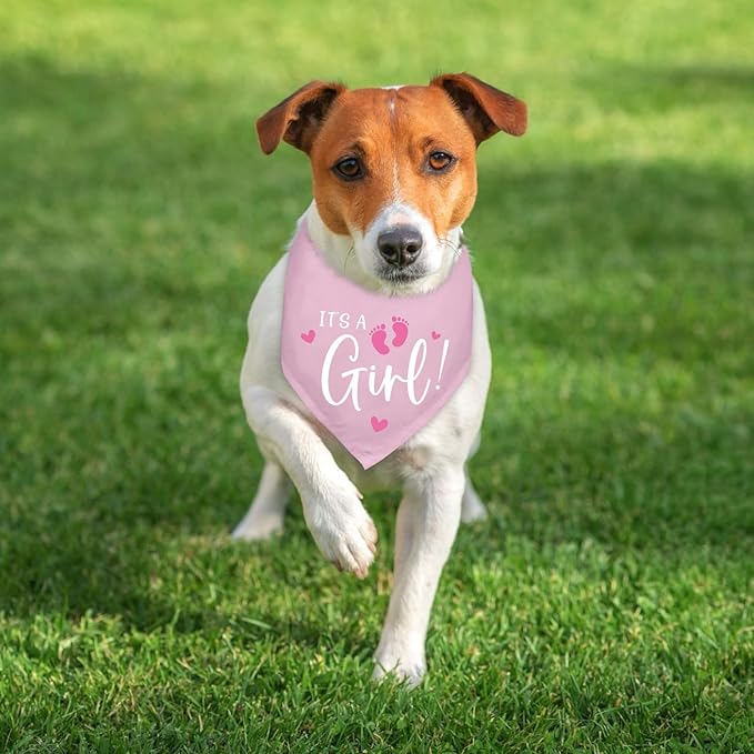 It's A Girl Gender Reveal Baby Announcement Pregnancy Announcement Dog Bandana Dogs Triangle Scarf Baby Announcement Photo Prop Pet Scarf Accessories for Pet Dog Lovers Gifts - Pink