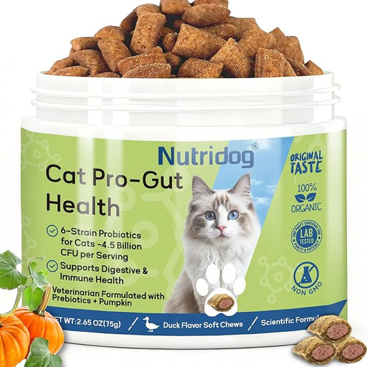 Cat Probiotic for Digestive & Gut Health - 150 Dual Texture Crunchy & Creamy Bites - Relief for Constipation, Diarrhea & Sensitive Stomach with Prebiotics & Taurine for Kittens & Seniors