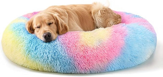 Dog Beds Large Sized Dog and Cats, 32in Pet Beds for Large Pet, Washable Indestructible Extra Large Dog Bed (Rainbow)