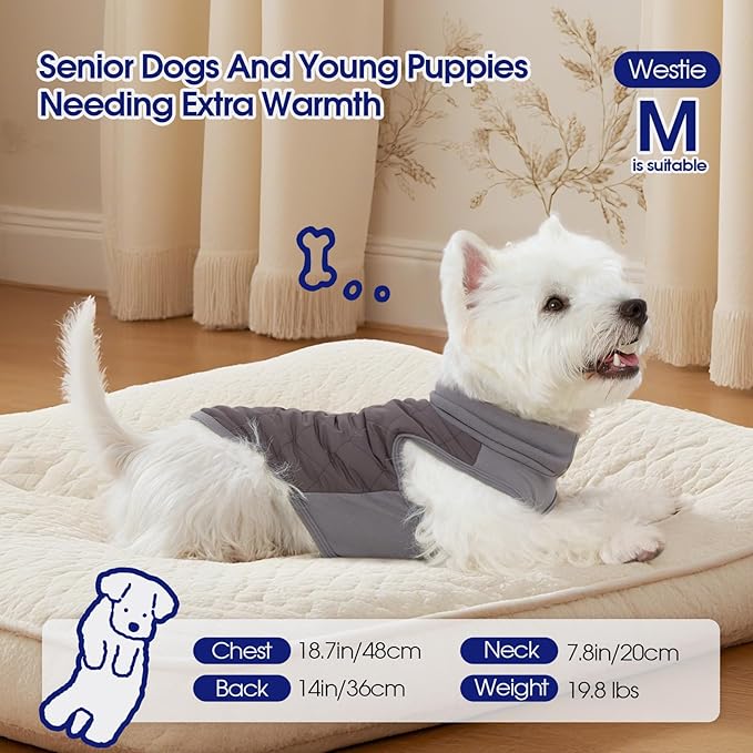 FUAMEY Dog Fleece Jacket for Large Dogs,Dog Winter Vest Lightweight Dogs Coat Pullover Breathable Pet Turtleneck Jackets Windproof Water Resistant Vests Warm Puppy Snowsuit Brown XL