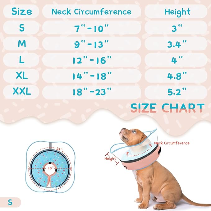 Supet Raised Inflatable Dog Cone Collar to Stop Licking, Soft Dog Cone Alternative After Surgery, Doggie Neck Donut Collar for Small Medium Large Dogs