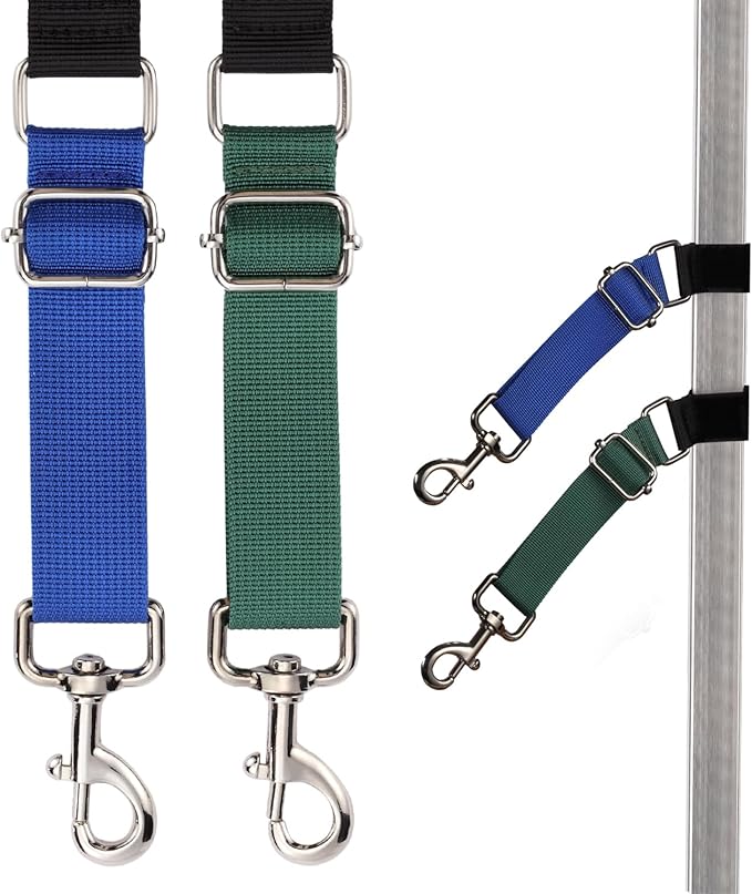 Pet Dog Grooming Table Arm Accessories Dog Grooming Loops for Table Arm Extender Adjustable Extension Loop Bathing Restraint Leash for Small & Medium Dogs (Blue & Green)