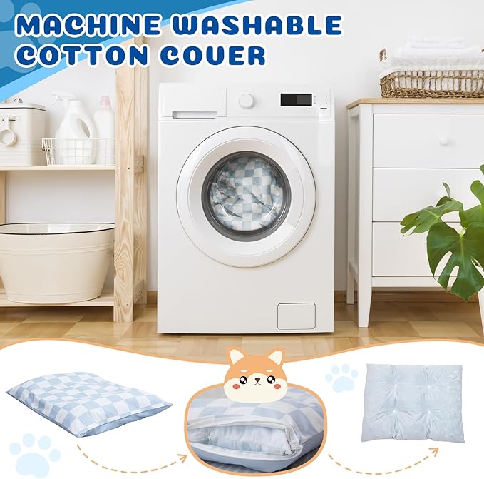 Large Dog Bed with Removable Washable Cover for Large Dogs Deluxe Plush Dog Crate Beds Comfy Kennel Pad Waterproof Lining and Blue Gel Memory Foam Memory Foam（Blue 40.2 * 30 * 4in）