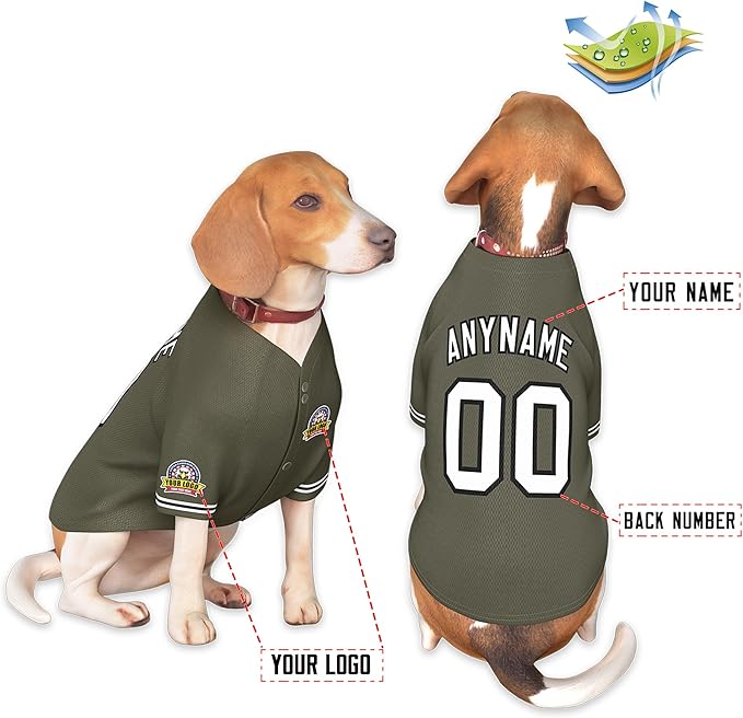 Custom Dog Baseball Jersey with Name Number Logo for Small Pet Dogs-Personalized Dog Shirts
