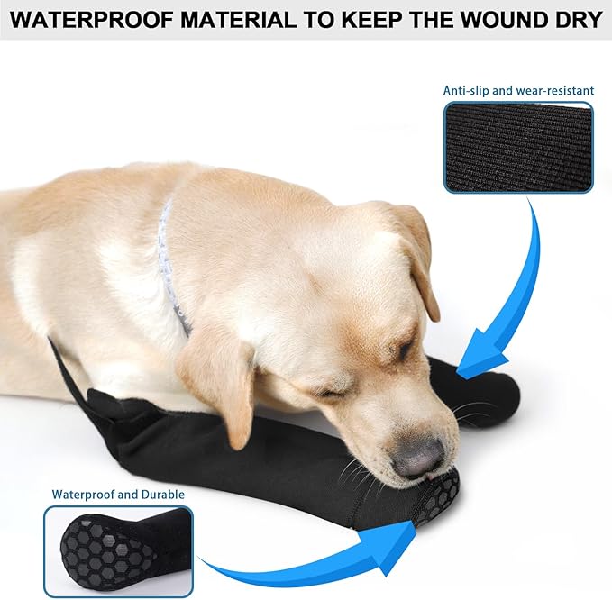 yreoner Dog Recovery Socks - Waterproof Non-Slip Boots for Wound Protection & Anti-Licking, Post-Surgery Care and Skin Condition Protection (Black, XL)