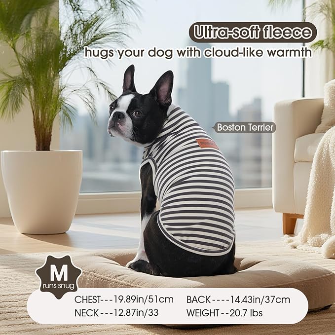 FUAMEY 2 Pack Dog Fleece Vest for Large Dogs,Shih Tzu Frenchie Stretchy Dog Sweatshirts Warm Dogs Pullover Winter Pet Sweaters with Leash Hole Puppy Turtleneck Sleeveless Grey L