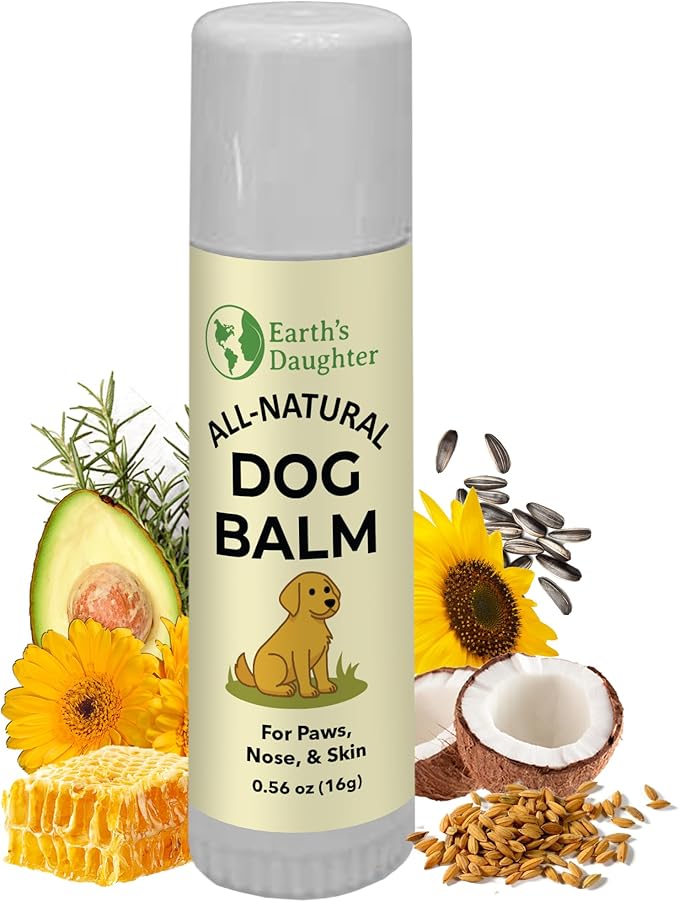 Earth’s Daughter Dog Paw Balm – Organic Paw & Nose Protector with Beeswax, Coconut & Calendula – Itch Relief & Natural Skin Care for Dogs & Puppies – Travel Essential – 0.56oz