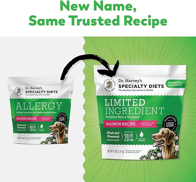 Dr. Harvey's Specialty Diet Limited Ingredient - Human Grade Dog Food for Dogs with Sensitivities - Salmon Recipe (5 Pounds)