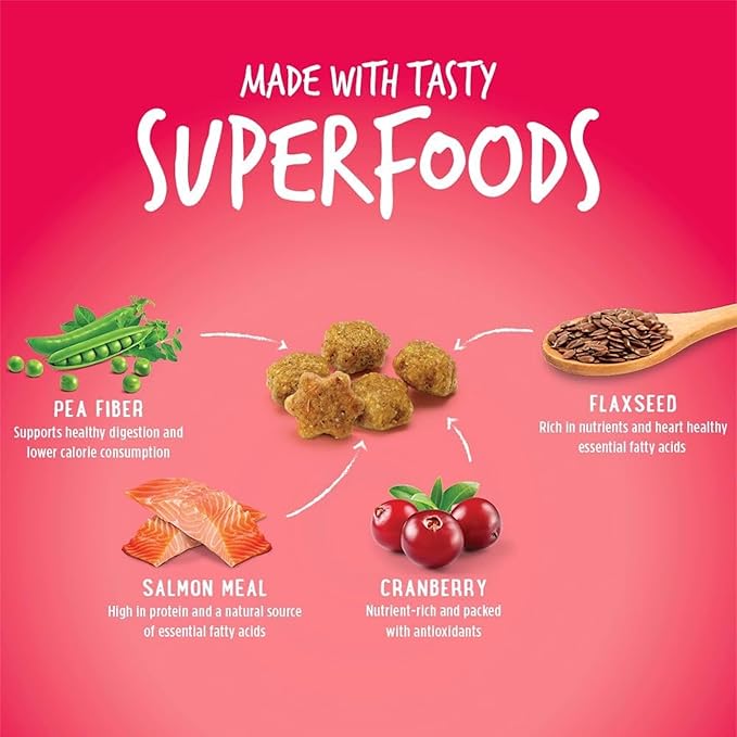 Fruitables Cat Crunchy Treats For Cats – Healthy Low Calorie Packed with Protein – No Wheat, Corn or Soy – Made with Real Salmon with Cranberry – 2.5 Ounces