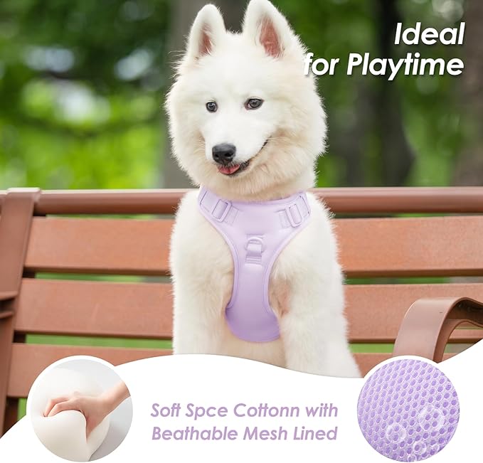 No Pull Dog Harness, Puppy Vest with Front Clip for Small Medium Large Sized Dog(Light Purple,S)